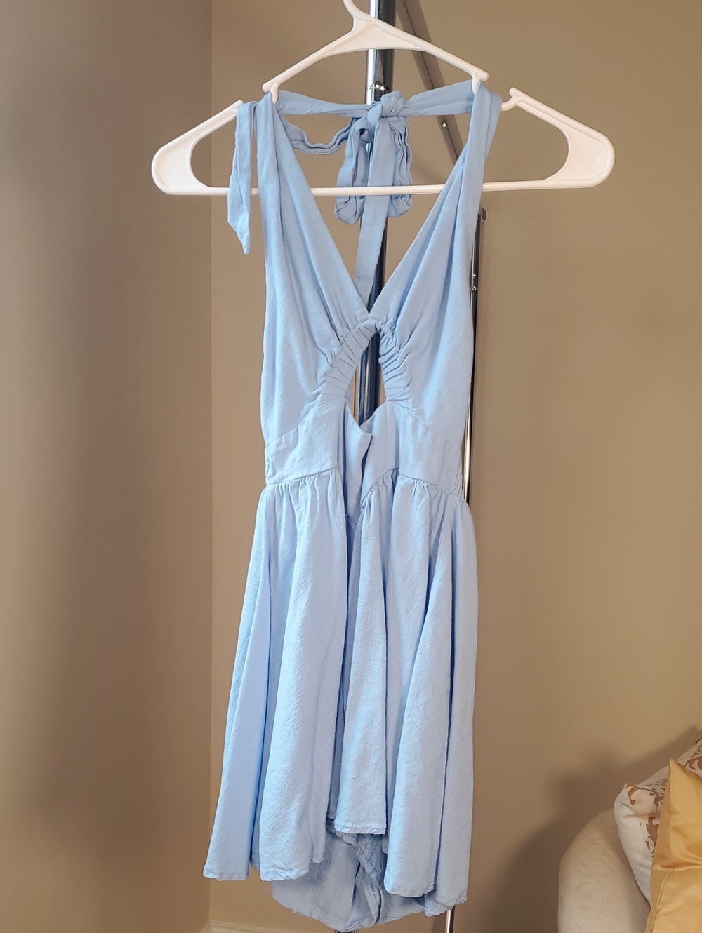 Light Blue Tie-Back Halter Dress